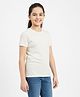 Charm n Cherish Cotton Blend Knit Half Sleeves Solid Tee - Off White