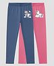 Charm n Cherish Cotton Blend Knit Pack Of 2 Unicorn Printed Leggings - Navy Blue & Pink