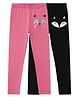 Charm n Cherish Cotton Blend Knit Pack Of 2 Animals Printed Leggings - Black & Pink
