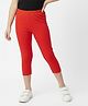 Charm n Cherish Cotton Blend Knit Solid Leggings - Red