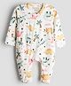 URBANRAC 100% Cotton Knit Full Sleeves Dinosaur Printed Footed Sleepsuit - Creame