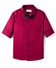 Kookie Kids Satin Woven Full Sleeves Solid Color Shirt with Bow - Red