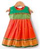 Bhartiya Paridhan Silk Woven Sleeveless Ethnic Dress With Zari Design - Orange
