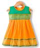 Bhartiya Paridhan Silk Woven Sleeveless Ethnic Dress With Zari Design - Yellow
