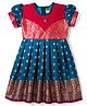 Bhartiya Paridhan Silk Woven Half Sleeves Ethnic Dress With Floral Foil Print - Blue