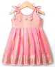 Bhartiya Paridhan Silk Woven Sleeveless Ethnic Dress with Motif Print -Pink