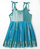 Bhartiya Paridhan Silk Woven Sleeveless Ethnic Dress with Motif Print - Light Blue