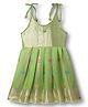 Bhartiya Paridhan Silk Woven Sleeveless Ethnic Dress with Motif Print - Light Green
