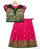 Bhartiya Paridhan Silk Woven Half Puffed Sleeves Choli Lehenga Set with Embroidery - Dark Pink