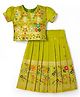 Bhartiya Paridhan Silk Woven Half Sleeves Choli Lehenga Set With Floral Print - Green