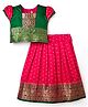 Bhartiya Paridhan Half Sleeves Choli Lehenga Set With Floral Foil Print - Dark Pink
