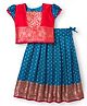 Bhartiya Paridhan Half Sleeves Choli Lehenga Set With Floral Foil Print - Blue