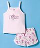 Tango Single Jersey Knit Sleeveless Innerwear Set with Floral Print - Pink