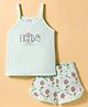 Tango Single Jersey Knit Sleeveless Innerwear Set with Floral Print - Sea Green