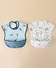 Babyhug Waterproof PU Sleeveless Feeding Bibs Pack of 2 - Bunny & Whale Print| Crumb Catcher Pocket| Easy Wipe Clean| Easy Velcro Closure| Weaning & Feeding Bibs| 0+ Months