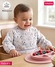 Babyhug Waterproof Polyester Full Sleeve Feeding Bib with Crumb Catcher Pocket Single Pack Penguin Print - White | Mess Free| Easy Velcro Closure| Washable & Lightweight