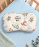Babyhug Contour Baby Sleeping Pillow - Blue| Soft Cotton Fabric| Ergonomic Neck Support| Space Print| Toddler Head Support Pillow| Lightweight Travel Friendly| Prevents Flat Head| Washable Cover