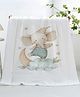 Babyhug 4 Layer 100% Pure Cotton Baby Blanket Little Elephant Print - White | Ultra Soft & Light Weight | Breathable & Absorbent | All Season | New Born Essential