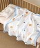 Babyhug 6 Layer Muslin Baby Blanket with Contrast Wide Edge Sky Print - Blue | Absorbent Soft & Breathable| AllSeason Blanket| NewBorn Gifting| Bath Towel, Wrapper, Feeding Towel| Machine Washable