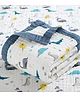 Babyhug 6 Layer Muslin Baby Blanket with Contrast Wide Edge Dinosaur Print - Blue | Absorbent Soft & Breathable| AllSeason Blanket| NewBorn Gifting| Bath Towel, Wrapper, Feeding Towel| Machine Washable