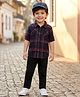 Babyhug Cotton Woven Full Sleeves Checkered Shirt & Denim Jeans Set - Black
