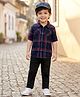 Babyhug Cotton Woven Full Sleeves Checkered Shirt & Denim Jeans Set - Black