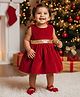 Many frocks & Velvet Woven Sleeveless Sequins Embellished  Dress - Red
