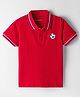 Kookie Kids Cotton Knit Half Sleeves Polo T-Shirt with Ball Graphic - Red