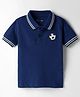 Kookie Kids Cotton Knit Half Sleeves Polo T-Shirt with Ball Graphic & Tipping - Navy Blue