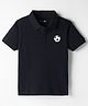 Kookie Kids Cotton Knit Half Sleeves Polo T-Shirt with Tipping & Ball Graphic - Black