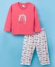 Tango Single Jersey Knit Full Sleeves Night Suit With Vehicle Print - Coral