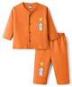 Tango Interlock Knit Full Sleeves Night Suit With Animal Print - Orange