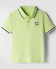 Kookie Kids Cotton Knit Half Sleeves Polo T-Shirt with Tipping & Ball Graphic - Limegreen