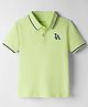 Kookie Kids Cotton Knit Half Sleeves Polo T-Shirt with Tipping & Ball Graphic - Limegreen