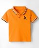 Kookie Kids Cotton Knit Half Sleeves Polo T-Shirt with LA Graphic & Tipping - Orange