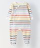 Spunkies Single Jersey Knit Full Sleeves Striped Footed Sleepsuit - White Navy Blue Red & Coral