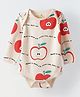 Spunkies Cotton Knit Full Sleeves Apple Printed Onesies - Cream