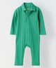 Spunkies Cotton Knit Full Sleeves Textured Romper - Green