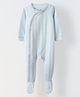 Spunkies Cotton Knit Full Sleeves Solid Footed Sleepsuit  - Offwhite