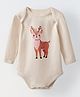 Spunkies Cotton Knit Full Sleeves Deer Printed Onesie - Offwhite