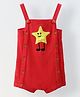 Spunkies Cotton Knit Sleeveless Star Embroidered Romper -  Red