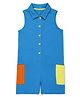 Spunkies Cotton Woven Sleeveless Colour Blocked  Jumpsuit  - Blue