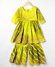 TEENTAARE Cotton Woven Three Fourth Sleeves Printed Kurta Gharara Set - Lime Green
