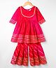 TEENTAARE Cotton Woven Three Fourth Sleeves Printed Kurta Gharara Set - Red