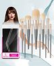 Majestique Premium Face Makeup Brush Set in Leatherite Kit, 10-Piece Professional Makeup Brushes with Soft Bristles