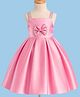 Bluebell Satin Woven Sleeveless Party Frock With Bow Applique & Rhinestone Detailing - Pink