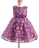 Bluebell Net Woven Sleeveless Party Frock With Floral Corsage & Sequin Detailing - Lavender