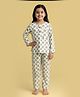 Tittertots Cotton Woven Full Sleeves Elephant Printed Coordinating Night Suit Set - White