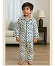 Tittertots Cotton Woven Full Sleeves Animal Printed Coordinating Night Suit Set - White