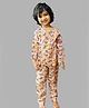 Tittertots Cotton Woven Full Sleeves Zebra Printed Coordinating Night Suit Set - Pink